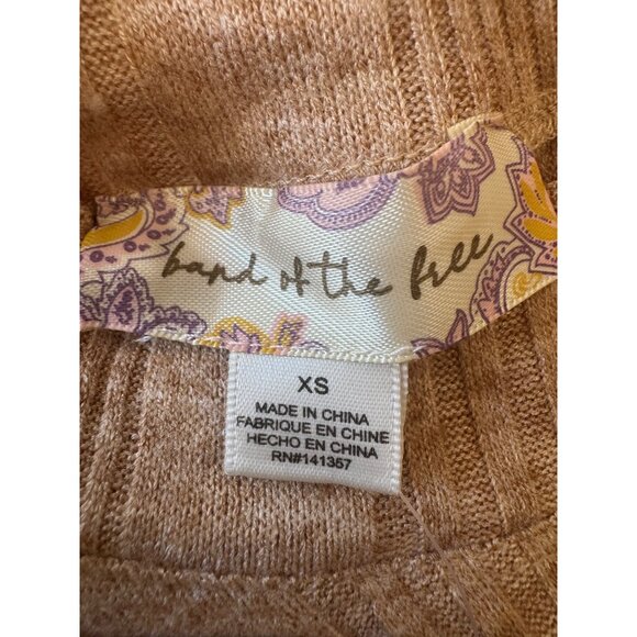 2/$30 NWT Band Of The Free XS Tan Ribbed Long Pleated Sleeve Sweater - Picture 3 of 11